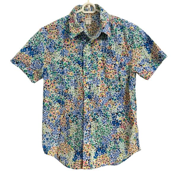 CREWCUTS Boys Size 14 Flex Washed Slim Fit Floral Shirt Short Sleeve Button Down - Picture 1 of 6